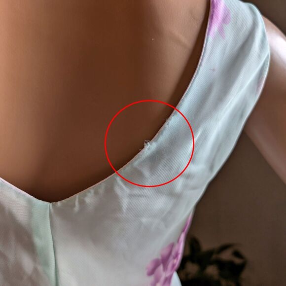 Vintage 90s Teeze Me Floral Dress Midi Watercolor Blue Cowl Jrs Size 3 - Picture 7 of 9